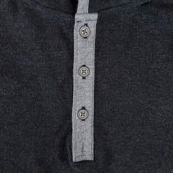Carbon 2 Cobalt Mens Size Large Gray Thermal Henley Hoodie Sweatshirt Cotton - Picture 4 of 10